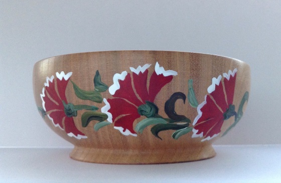 Wooden bowl with carnation pattern from Slovenia